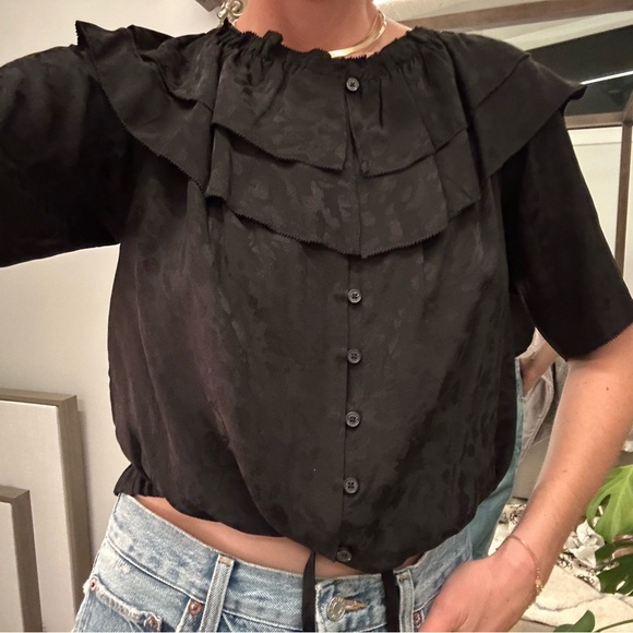 Zadig & Voltaire Black Ruffle Silk Blouse - Picture 5 of 10